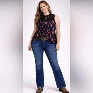 Roper Pink Sleeveless Ruffled Blouse western shirt